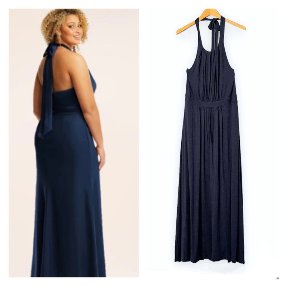 Biden Tie Neck Jersey Maxi Dress